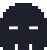 Kibo, a small pixel ghost, blinking